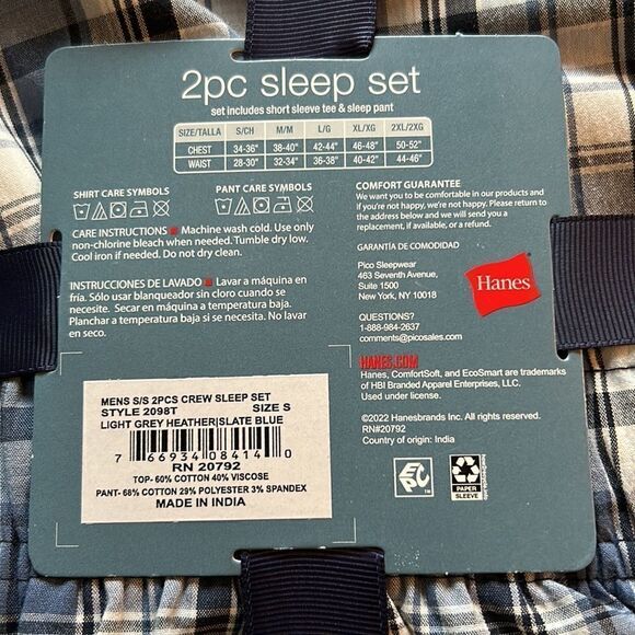 NEW Hanes Mens 2 Piece Sleep Set - Picture 5 of 5